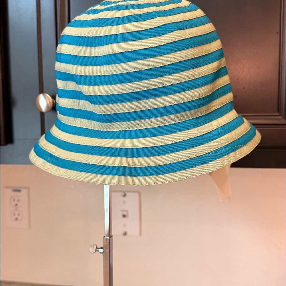 Striped Blue and Cream Bucket Hat